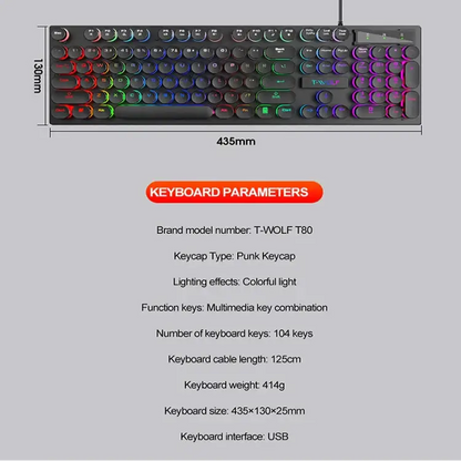 Shadow Mechanical Wired Gaming Keyboard (3 colours available)