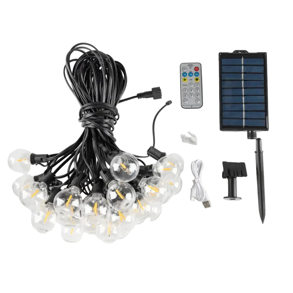 Shatterproof Solar String Lights G40 (Waterproof) with USB & Remote Control