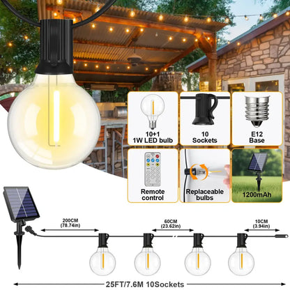 Shatterproof Solar String Lights G40 (Waterproof) with USB & Remote Control