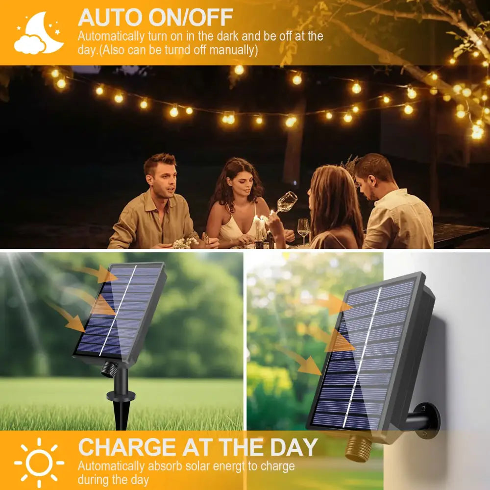 Shatterproof Solar String Lights G40 (Waterproof) with USB & Remote Control