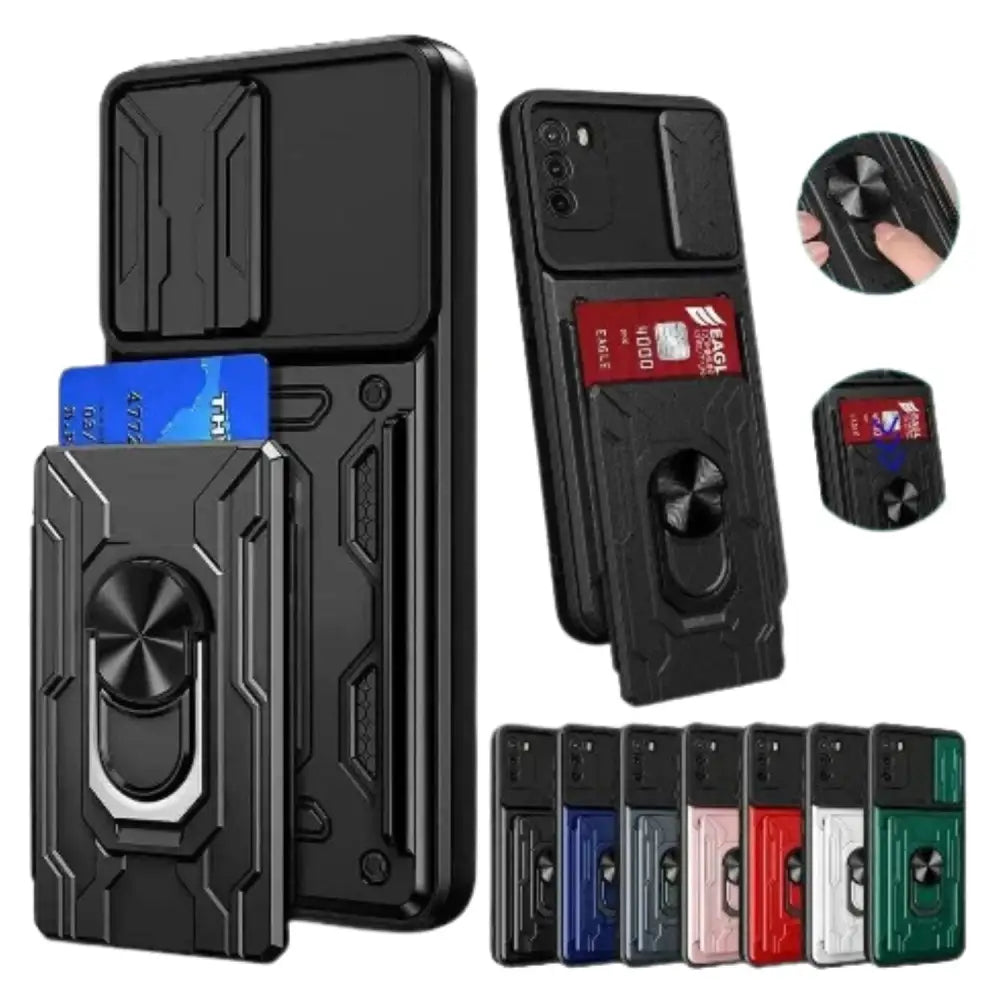 Shockproof Card Slot Case for Samsung Galaxy Note & S Series (Black)