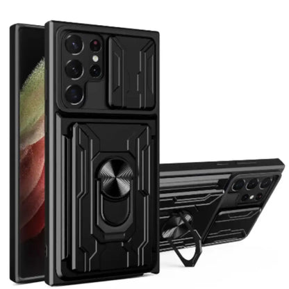 Shockproof Card Slot Case for Samsung Galaxy Note & S Series (Black)