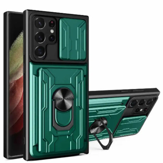 Shockproof Card Slot Case for Samsung Galaxy Note & S Series (Green)