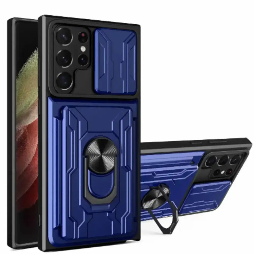 Shockproof Card Slot Case for Samsung Galaxy Note & S Series (Navy)