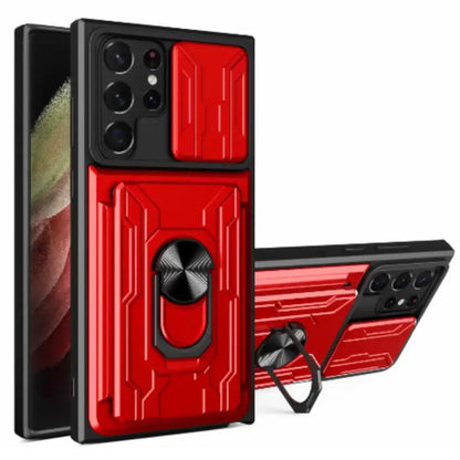 Shockproof Card Slot Case for Samsung Galaxy Note & S Series (Red)
