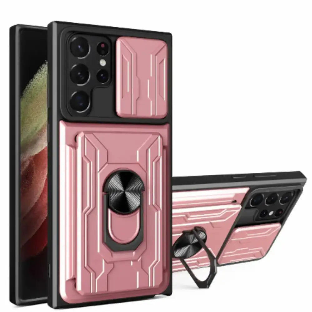 Shockproof Card Slot Case for Samsung Galaxy Note & S Series (Rose Gold)