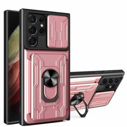 Shockproof Card Slot Case for Samsung Galaxy Note & S Series (Rose Gold)
