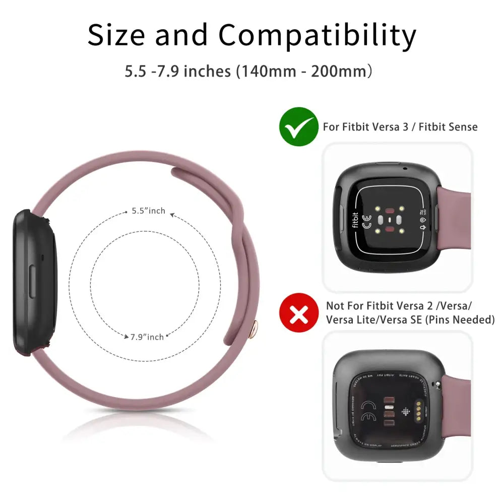 Silicone Watch Band for Fitbit Versa 2 (available in 17 colours)