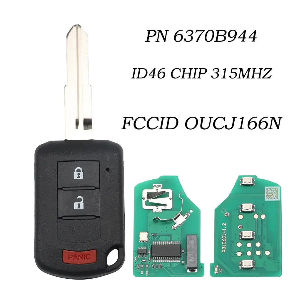 315MHz ID46 Remote Head Car Key for Mitsubishi Lancer (2016–2017) 2+1/3+1 Button