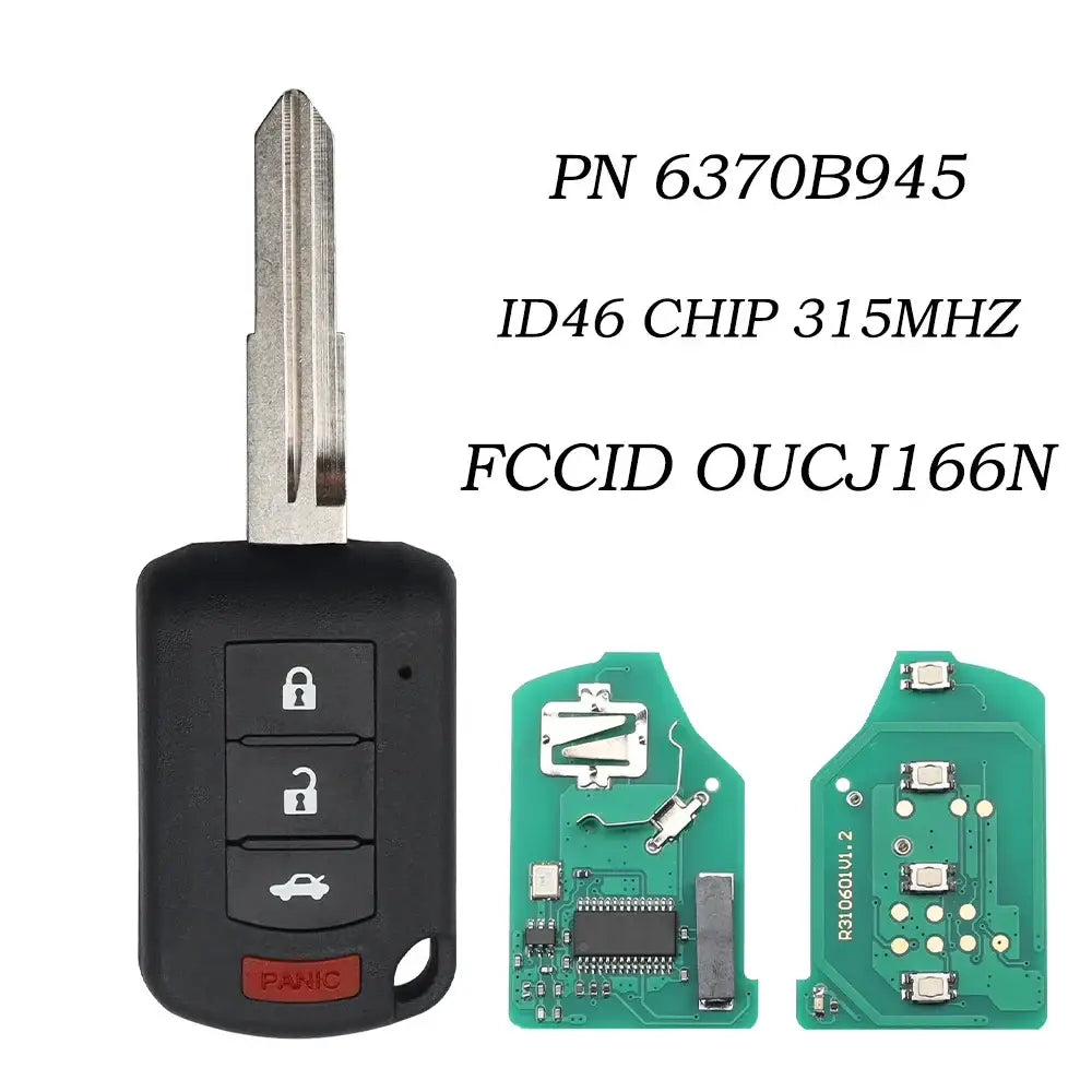 315MHz ID46 Remote Head Car Key for Mitsubishi Lancer (2016–2017) 2+1/3+1 Button