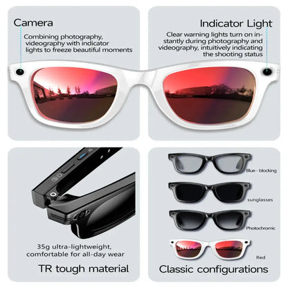 Smart AI Camera Glasses – 8MP HD, Photo/Video, Waterproof (5 types available)