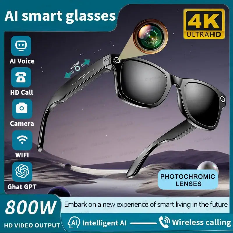 Smart AI Camera Glasses – 8MP HD, Photo/Video, Waterproof (5 types available)