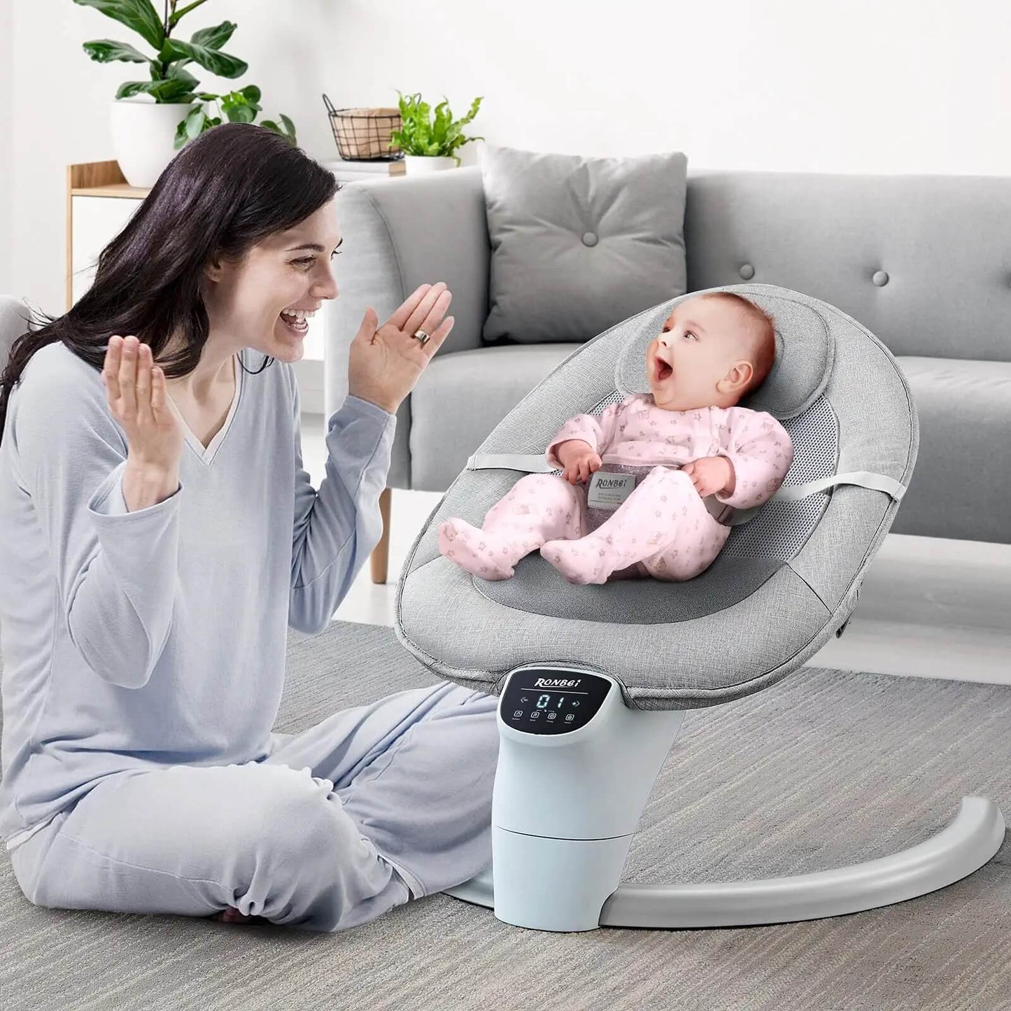 Premium Revolutionary Smart Baby Swing Cradle Rocker/ Bouncer Seat -Grey