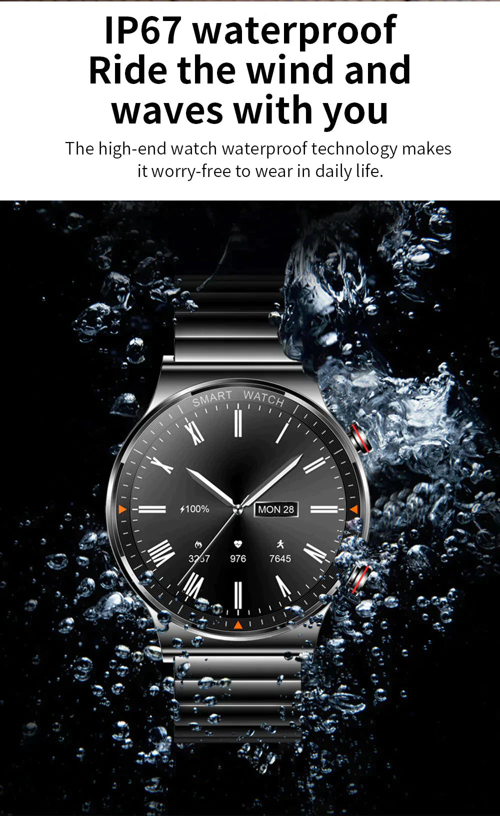 Black Smart Watch Silicone Strap-Christmas Gift