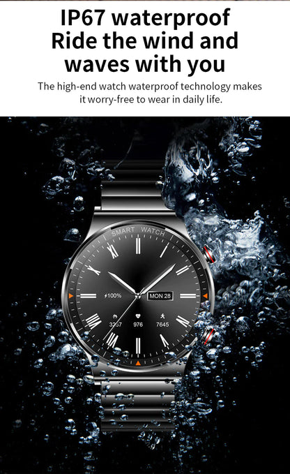 Black Smart Watch Leather Strap-Christmas Gift