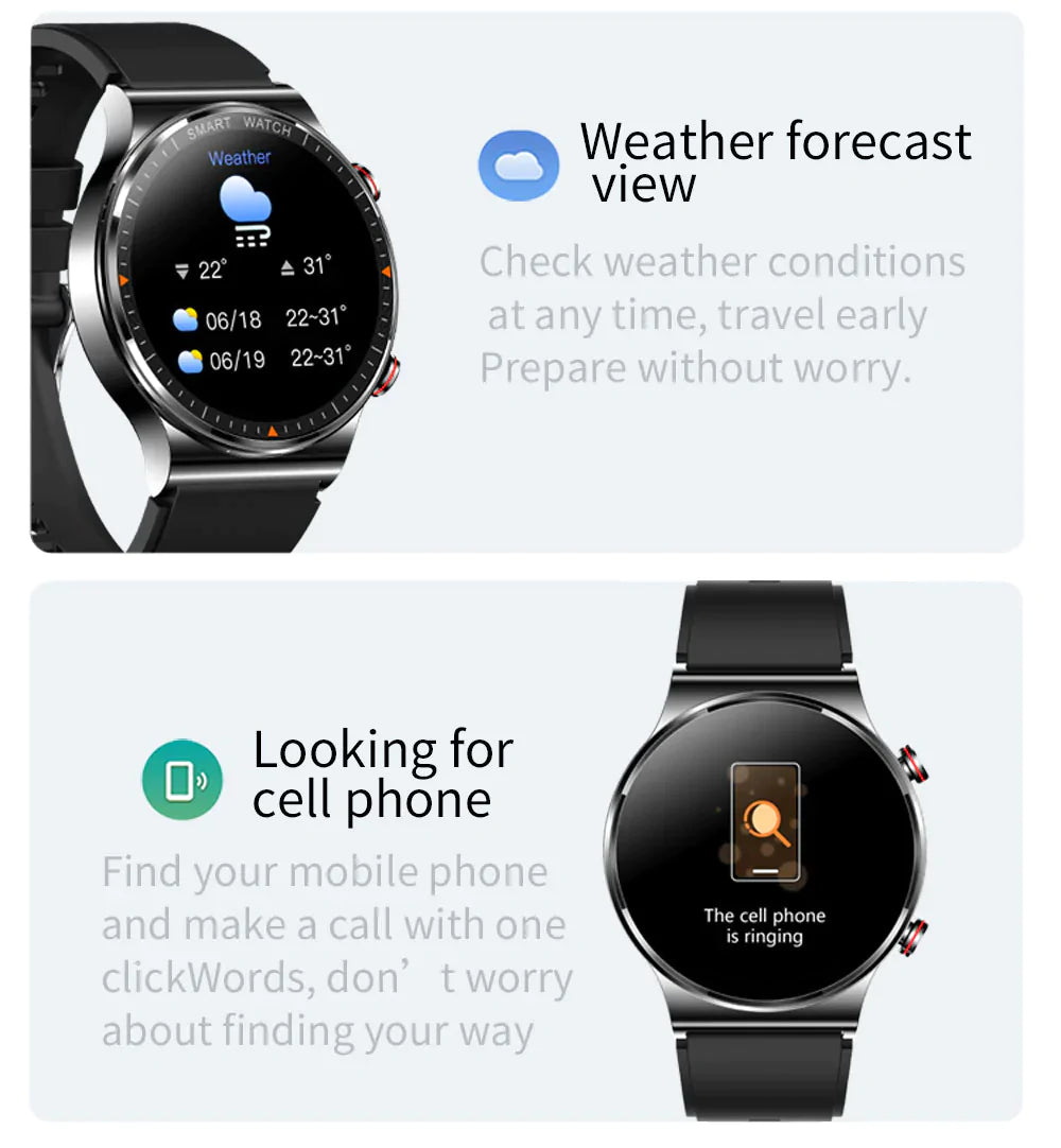 Black Smart Watch Silicone Strap-Christmas Gift