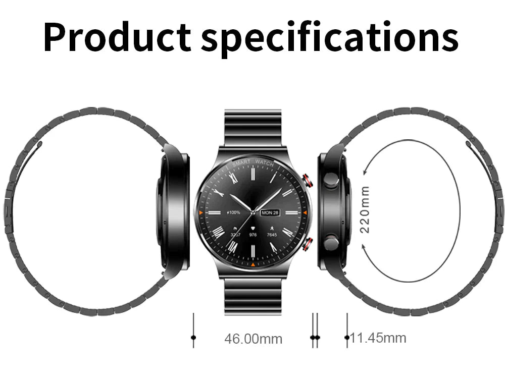 Black Smart Watch Silicone Strap-Christmas Gift
