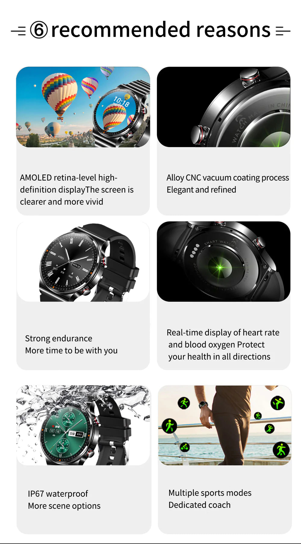 Black Smart Watch Leather Strap-Christmas Gift