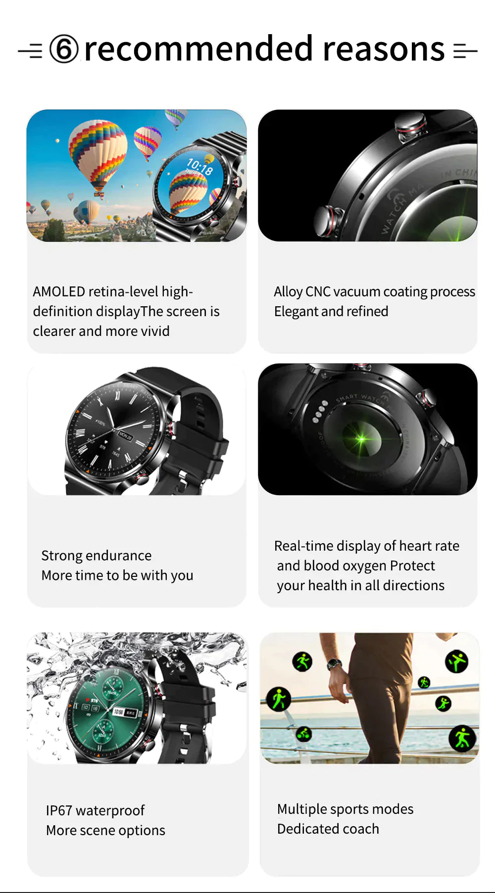 Black Smart Watch Silicone Strap-Christmas Gift