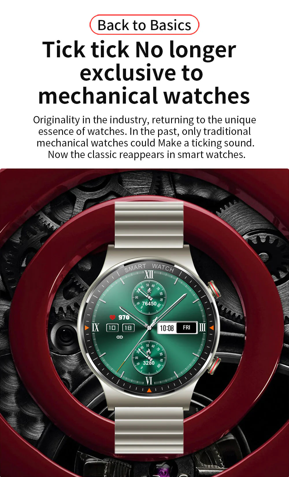 Black Smart Watch Leather Strap-Christmas Gift