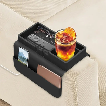 Silicone Sofa Armrest Tray with Dual Cup Holders