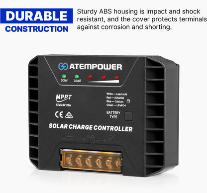 Atem Power 20A MPPT Solar Charge Controller Solar Panel Battery Regulator