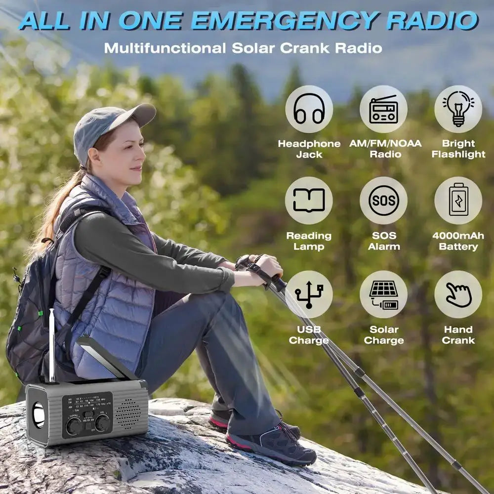 Solar Powered Hand Crank Survival Radio