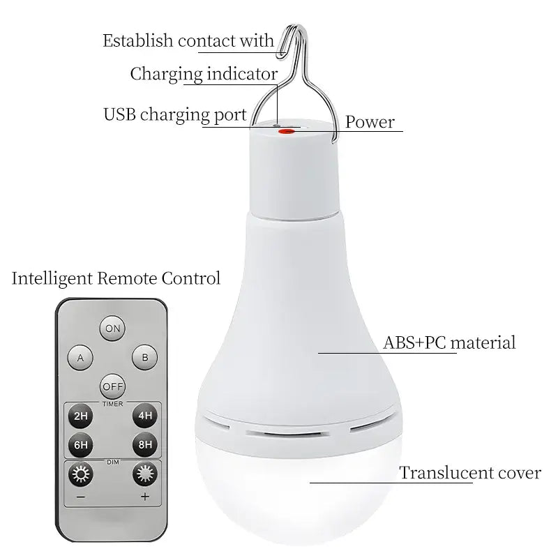 Solar USB Rechargeable Hanging Emergency Waterproof Camping Light