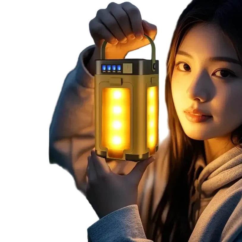Foldable Solar Camping Light 2000mAh with Power Bank & Digital Display