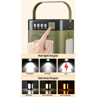 Foldable Solar Camping Light 2000mAh with Power Bank & Digital Display