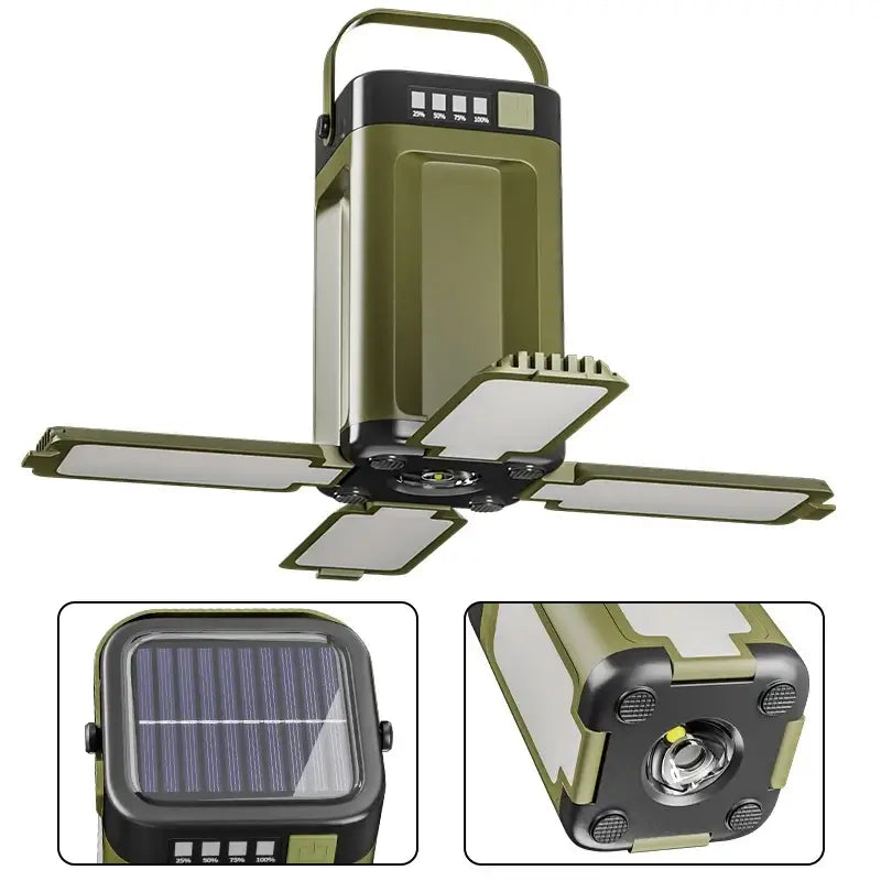 Foldable Solar Camping Light 2000mAh with Power Bank & Digital Display