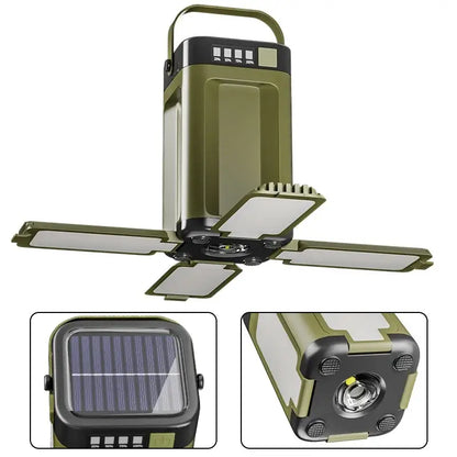 Foldable Solar Camping Light 2000mAh with Power Bank & Digital Display