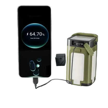 Foldable Solar Camping Light 2000mAh with Power Bank & Digital Display
