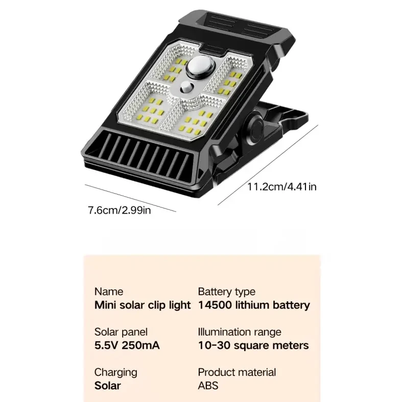 Solar Powered Outdoor Clip-On Lawn Lamp with Motion Sensor