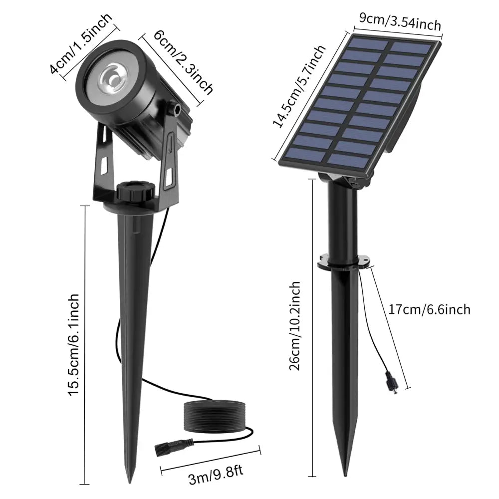 IP65 Solar LED Spotlight, Aluminum Outdoor Garden & Landscape Light (different colours available)
