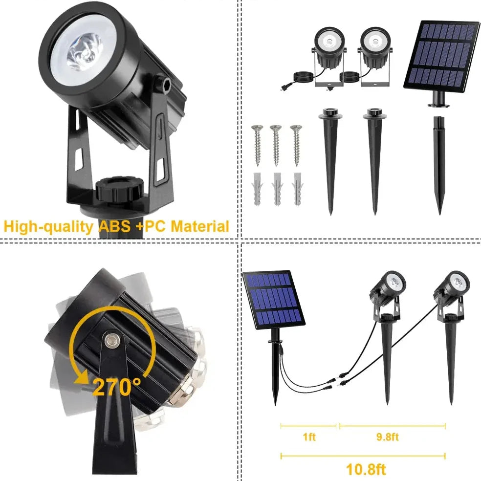 IP65 Solar LED Spotlight, Aluminum Outdoor Garden & Landscape Light (different colours available)