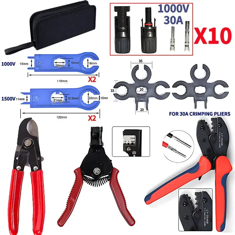 Solar PV Panel Crimping Tool Kit (AWG 14–10, 2.5/4/6mm²)
