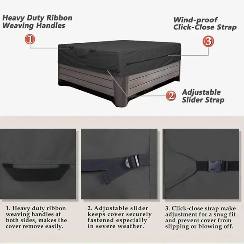 SPA Hot Tub Dust Cover – Square Outdoor Pool & Jacuzzi Cover (different sizes available)