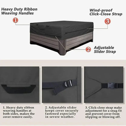 SPA Hot Tub Dust Cover – Square Outdoor Pool & Jacuzzi Cover (different sizes available)