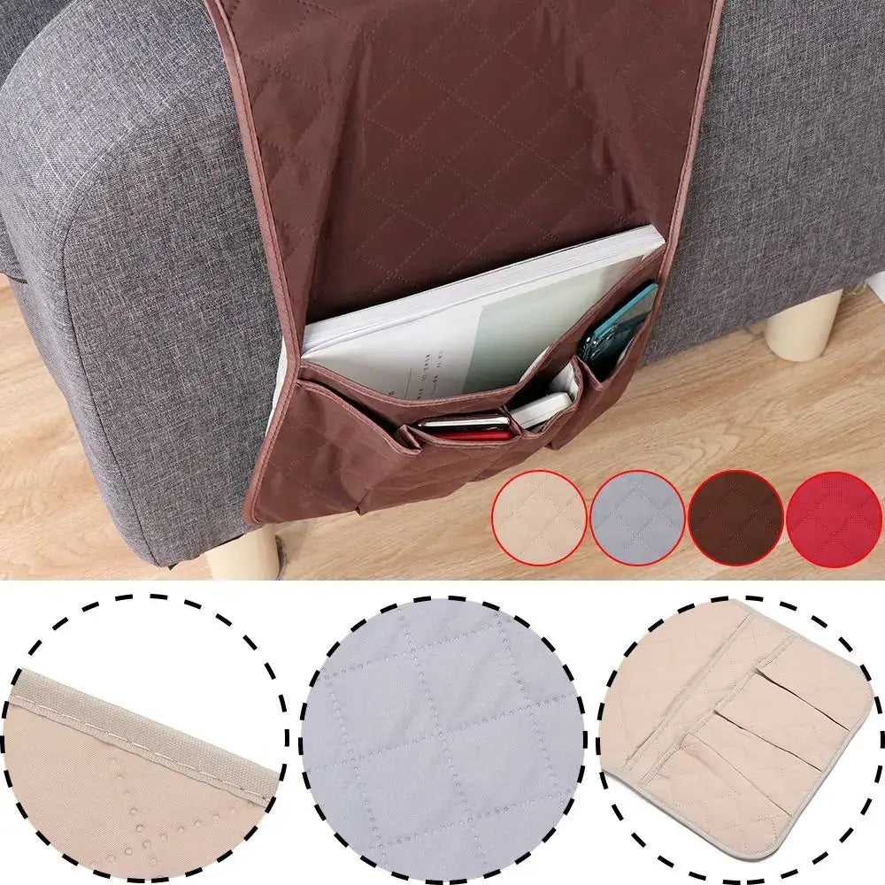 Space-Saving Sofa & Bedside Remote Control Holder with Organizer Pockets