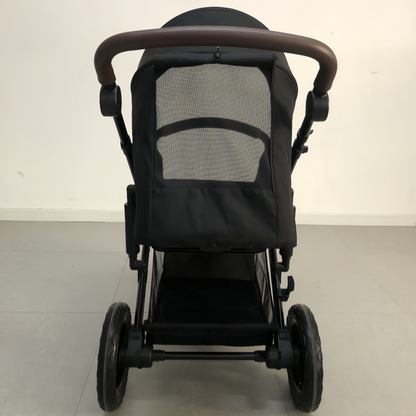 Newborn Pram – EasyGo 1+ Three Wheel Stroller with Carrycot and Car Seat (Black)