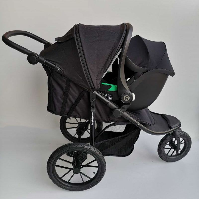 Newborn Pram – EasyGo 2+ Three Wheel Stroller with Car Seat (Black)
