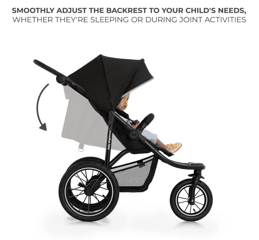 Newborn Pram – EasyGo 2+ Three Wheel Stroller with Car Seat (Black)