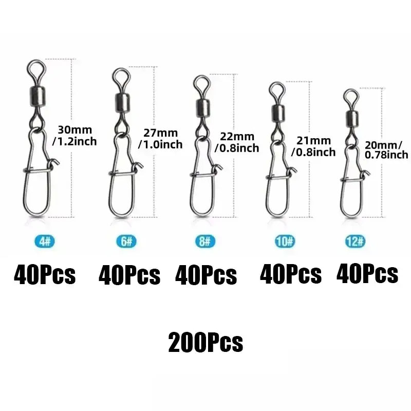 Stainless Steel Fishing Swivel Snaps – 50/100/200pcs
