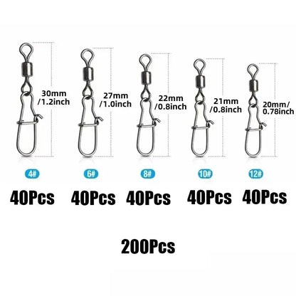 Stainless Steel Fishing Swivel Snaps – 50/100/200pcs