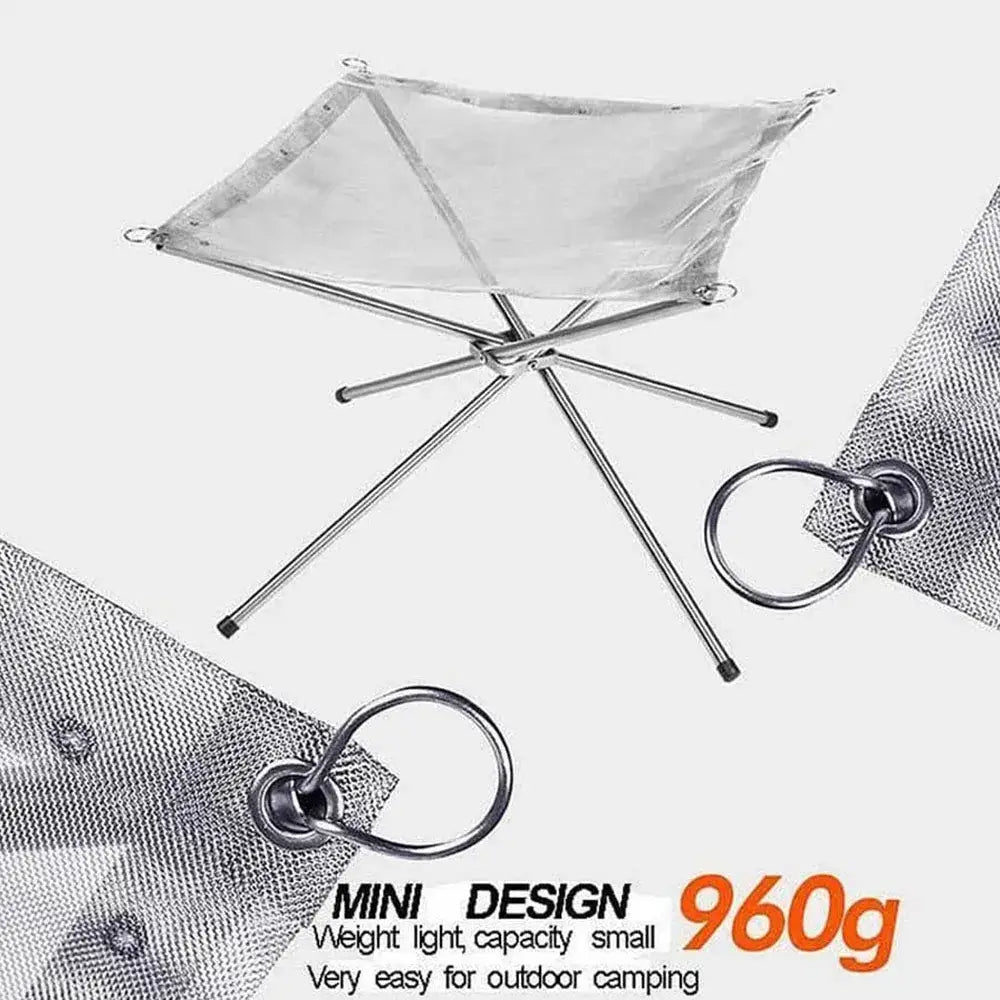 Stainless Steel Foldable Camping Fire Pit & BBQ Rack