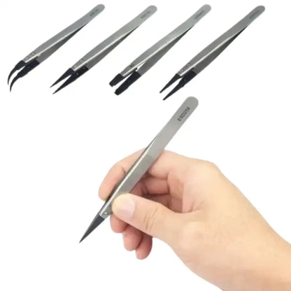 Stainless Steel & Plastic Tweezers Set