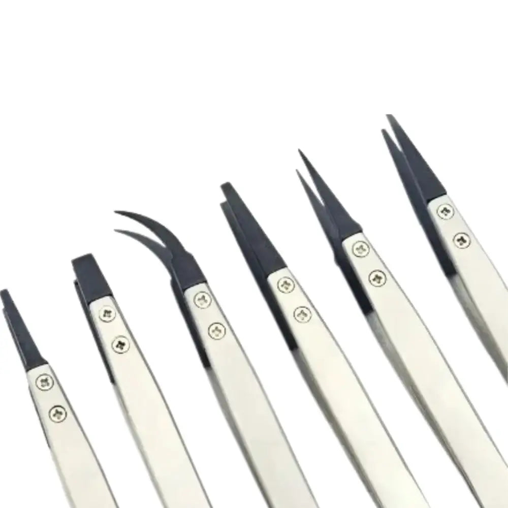 Stainless Steel & Plastic Tweezers Set