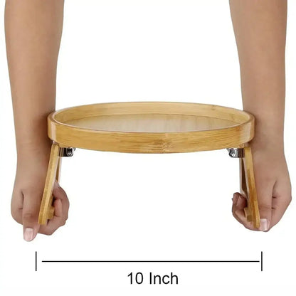 Clip-On Wooden Sofa Armrest Tray Table