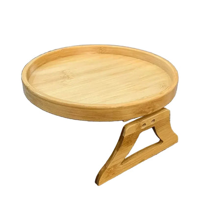 Clip-On Wooden Sofa Armrest Tray Table